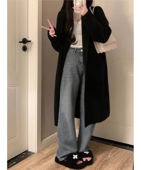 long knit cardigan / 5color　hm2676