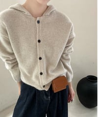 hooded knit cardigan / 5color　hm2680