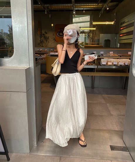 sheer pleated skirt / 2color　hm1359