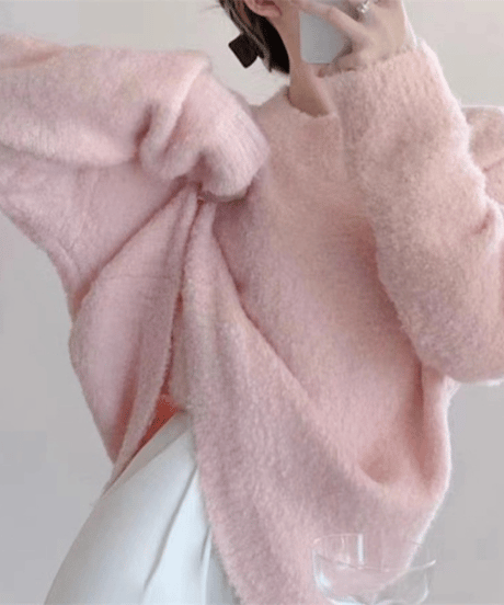 boucle crewneck knit / 6color　hm2770