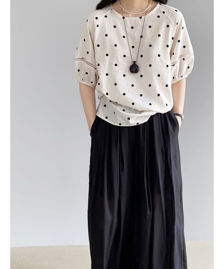 dot airy blouse / 2color　hm2402