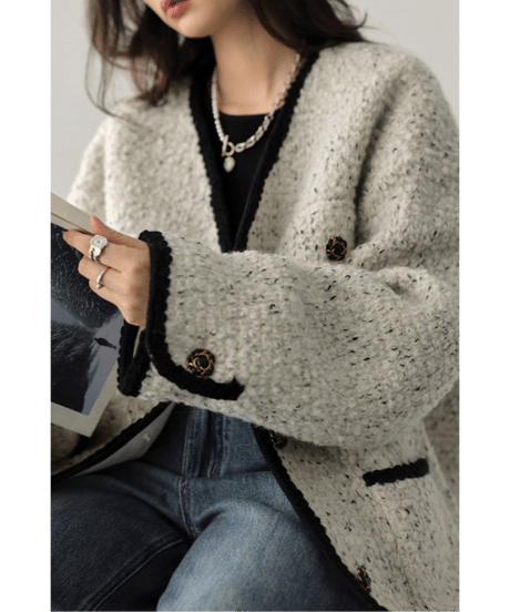 tweed trim jacket / 2color　hm2711