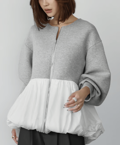 peplum zip-up top / 2color　hm2646