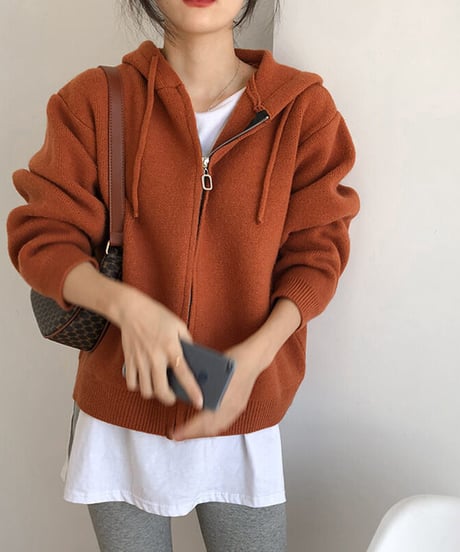 zip knit hoodie / 4color　hm2655