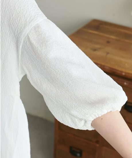 gathered v-neck blouse / 4color　hm2894