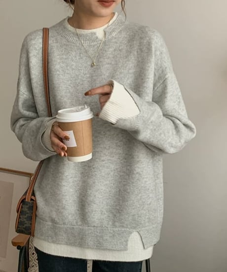 faux layered knit top / 5color　hm1729
