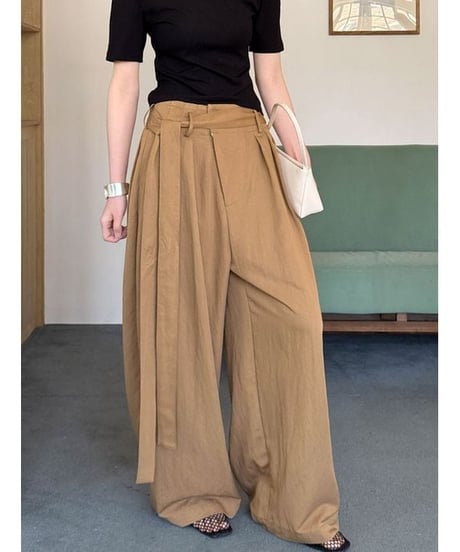 waist tie wide pants / 3color　hm2266