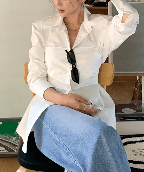 waist back ribbon blouse　hm2853
