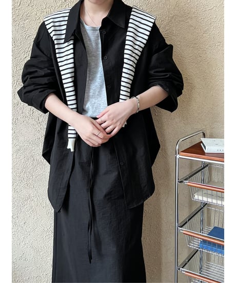 oversized shirt & skirt set / 2color　hm2075