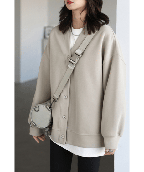 oversized v-neck cardigan / 2color　hm2604