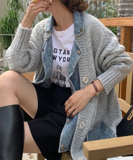 denim & knit cardigan　hm1795