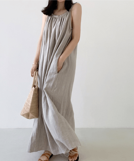 《即納》sleeveless loose dress / 3color　hm2923