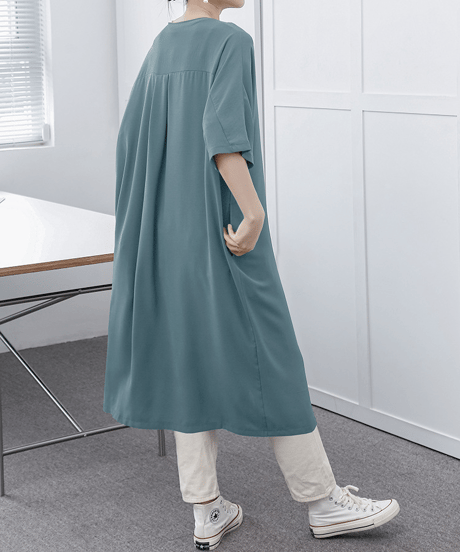 v-neck shirt dress / 5color　hm2958