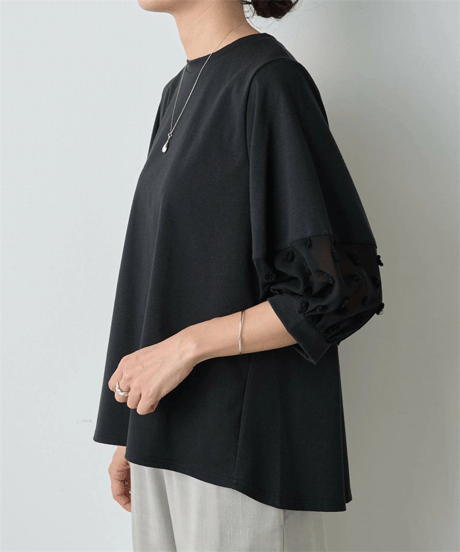 sheer sleeve top / 2color　hm2983
