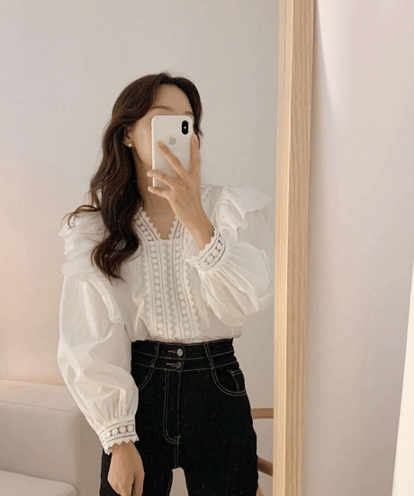 lace sheer blouse / 2color　hm2919
