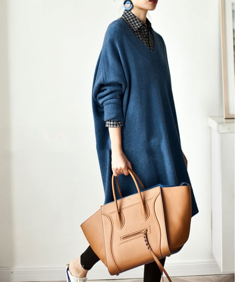 v-neck knit dress / 3color　hm1743