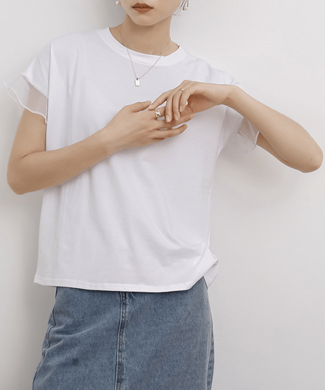 sheer sleeve top / 6color　hm2959