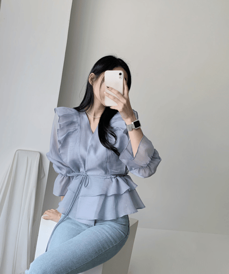 frill wrap blouse / 4color　hm2824