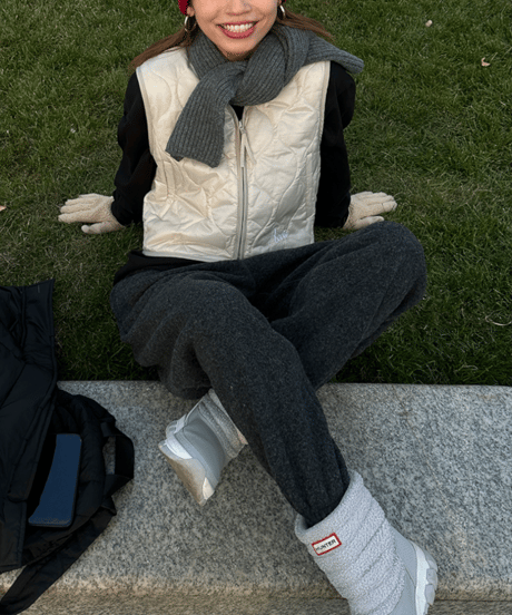 gourd quilting down vest / 2color　hm1125