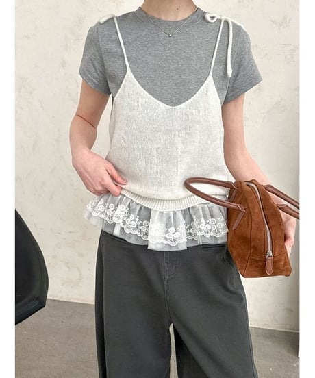 shoulder ribbon cami / 4color　hm2338