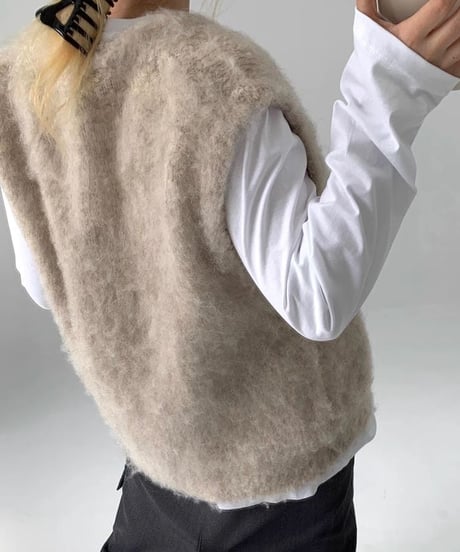 round neck knit vest　hm1826