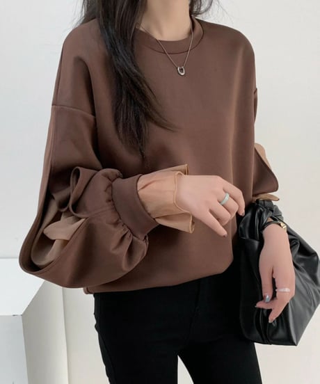 sleeve chiffon tops / 3color　hm1855