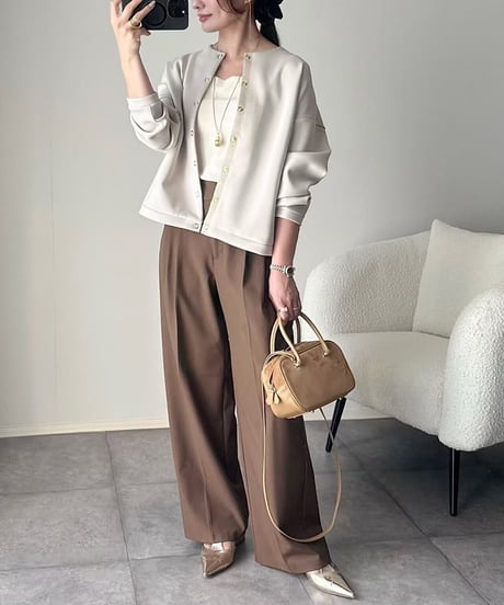 collarless short jacket / 3color　hm2602