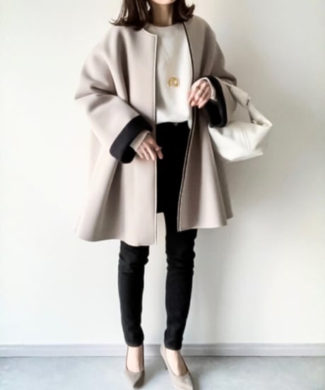 a-line bi-color coat　hm2595