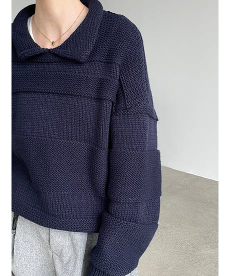 collared cropped knit / 4color　hm2719