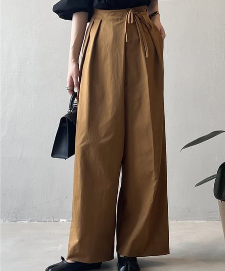 waist ribbon tuck wide pants / 3color　hm1716