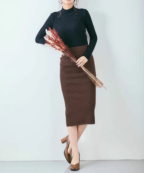 pencile slit knit skirt / 3color　hm2662