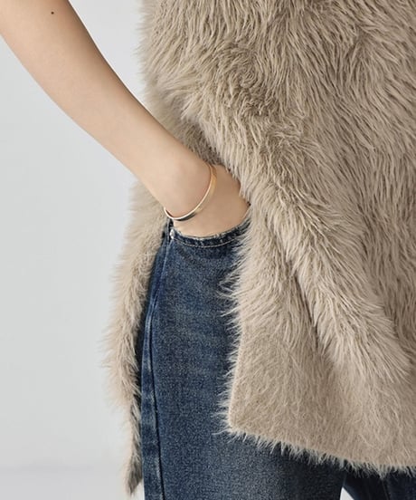 high neck eco fur vest / 2color　hm1822