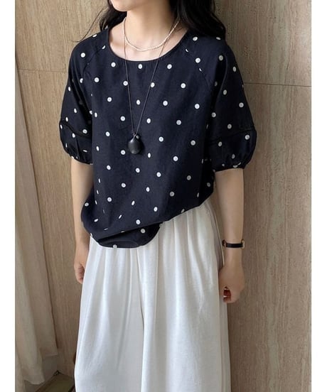 dot airy blouse / 2color　hm2402