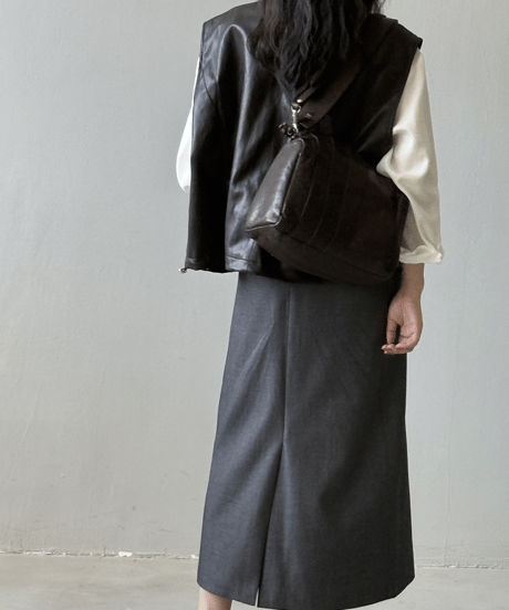 faux leather vest / 2color　hm2764