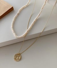 pearl & coin mix necklace　hm1569
