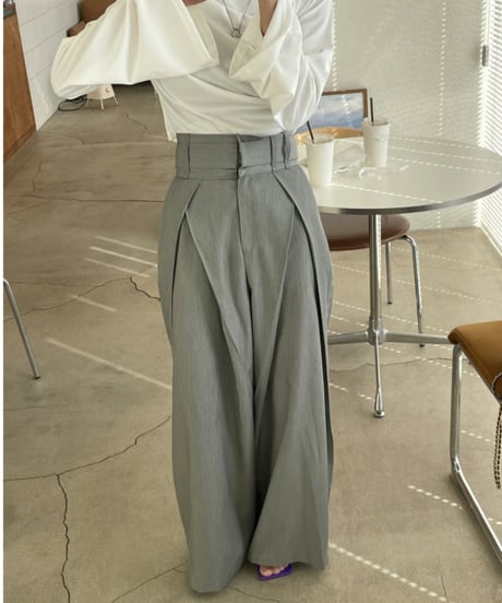 tuck wide slacks / 2color　hm2822