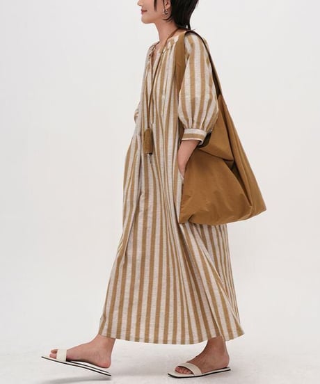 stripe linen dress　hm2312