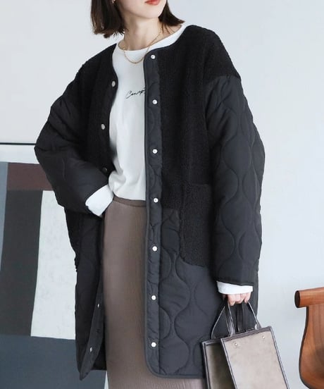 hybrid quilted coat / 3color　hm2570
