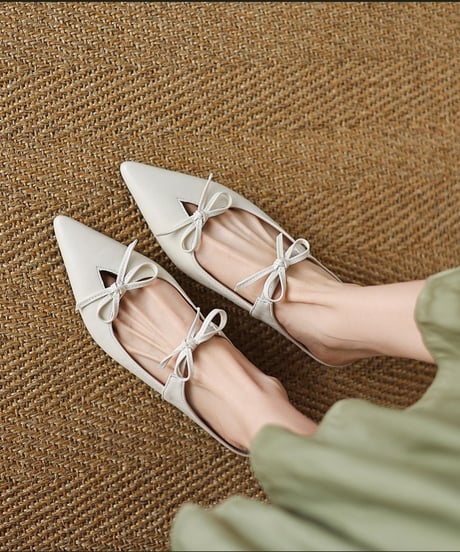 ribbon pointed-toe mules / 3color　hm1436