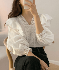 lace sheer blouse / 2color　hm2919