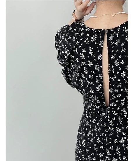 floral puff sleeve dress　hm2109