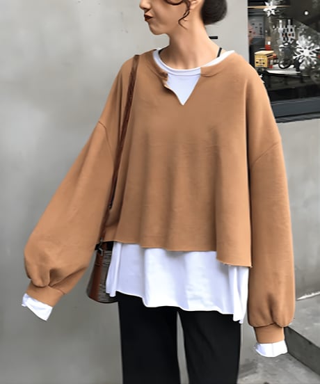 v-neck sweat top / 2color　hm2606