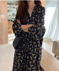 v-neck floral dress / 2color　hm2914