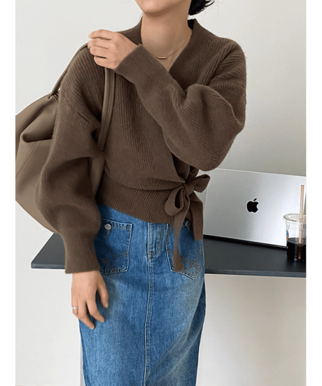 wrap knit cardigan / 5color　hm2617