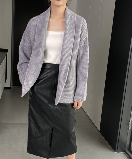 belted shawl collar gown / 4color　hm2698