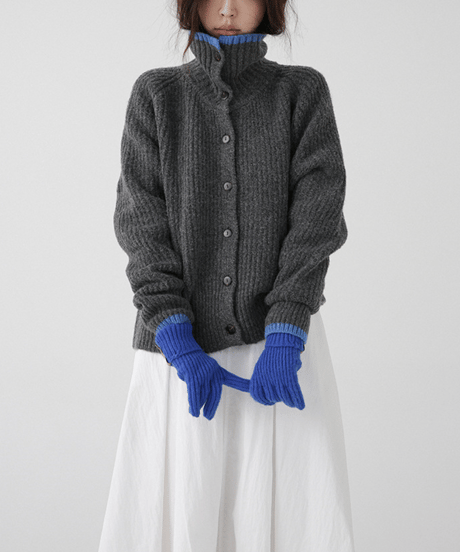 contrast color cardigan / 2color　hm1880