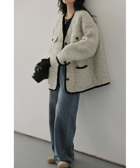 tweed trim jacket / 2color　hm2711