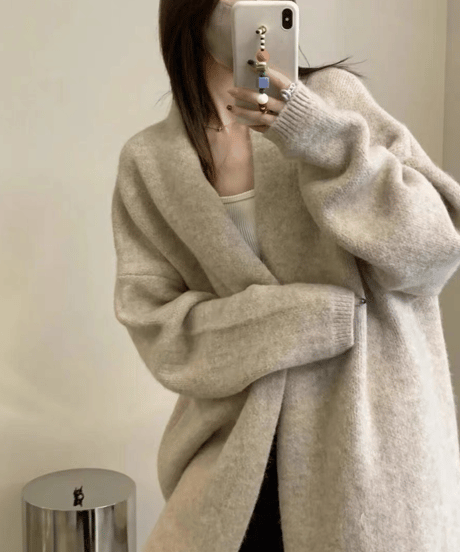 long knit cardigan / 5color　hm2676