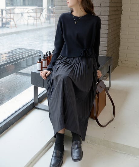 pleated docking dress / 2color　hm1674