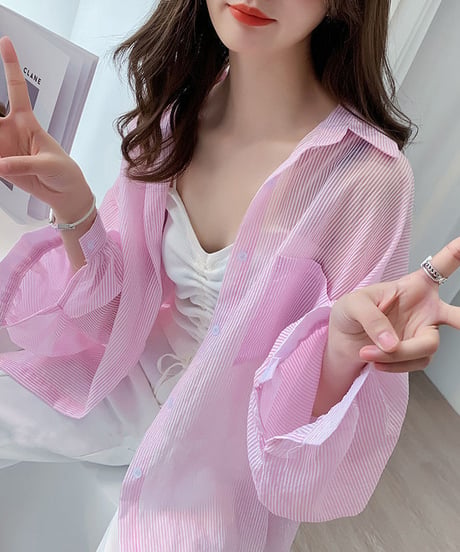 striped sheer shirt / 3color　hm2889
